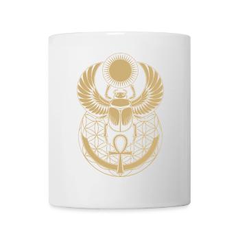 Sacred Winged Scarab | Egyptian Solar Emblem - Mug - white - Front