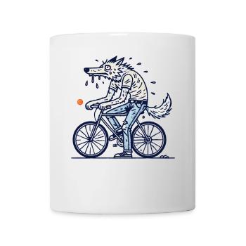 Vélo loup sur la roue aventure - Mug blanc - blanc - Devant