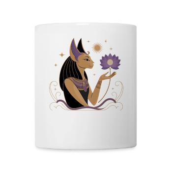 Heiterer Bastet Mit Einer Lotusblume - Tasse - Weiß - Vorne