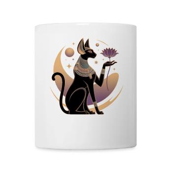 Mystisches Bastet mit Lotus & Mond - Tasse - Weiß - Vorne
