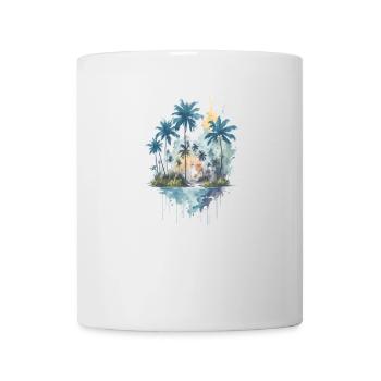 Ruhige tropische Gewässer: Aquarell-Palmenwald - Tasse - Weiß - Vorne