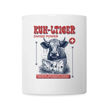 Funky Festivalgänger Shirt: echte Kuh Power - Tasse - Weiß - Vorne