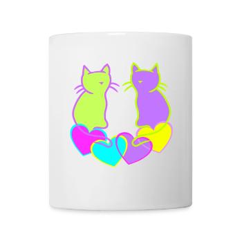 Retro Cats Cat Valentine Heart Hearts Vintage - Mug - white - Front