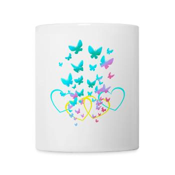 Retro Heart Hearts Butterflies Spring Valentine - Mug - white - Front