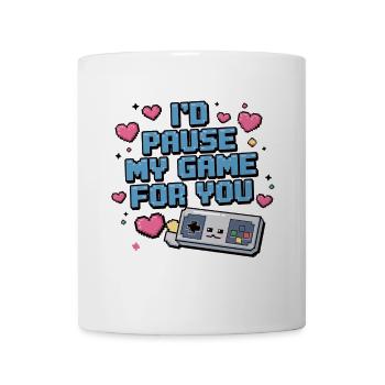Gamer Liebe Pixelherz - Ich pausiere für dich - Tasse - Weiß - Vorne