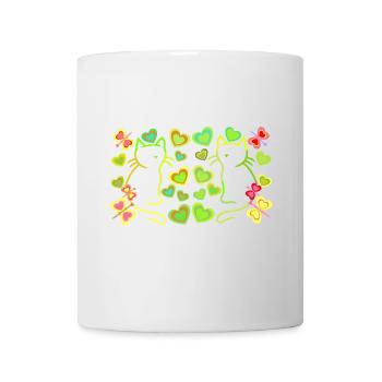 Retro Katzen Katze Kätzchen Vintage Herzen Kind - Tasse - Weiß - Vorne