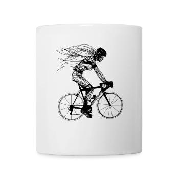 Radfahrerin Strichskizze - Tasse - Weiß - Vorne