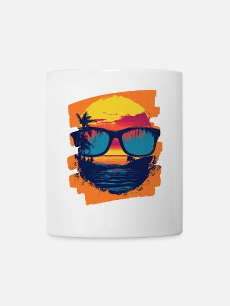 Sonnenbrille Sommer Palmen - Tasse - Weiß