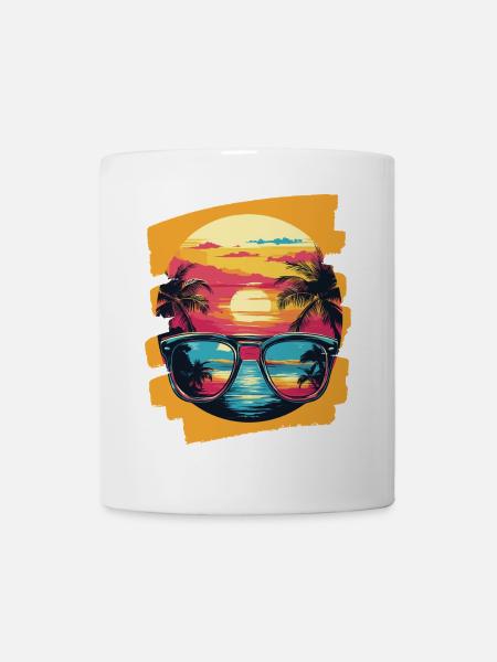 Sonnenbrille Sommer Palmen - Tasse - Weiß
