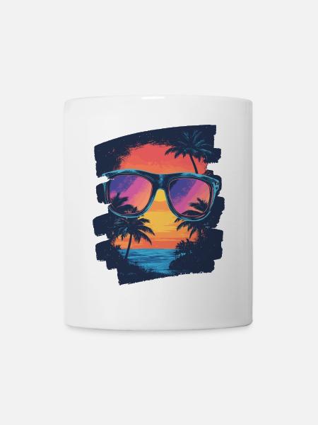 Sonnenbrille Palmen Sommer - Tasse - Weiß