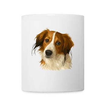 Kooikerhondje en style polygone - Mug blanc - blanc - Devant