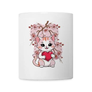 Cat Cats Kitten Heart Valentine - Mug - white - Front