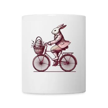 Ostern Hase Fahrrad Retro Stil - Tasse - Weiß - Vorne