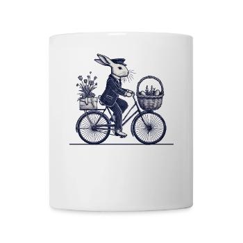 Ostern Vintage Hase Auf Fahrrad Im Retro Stil - Tasse - Weiß - Vorne