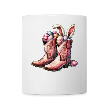 Bottes de cow-boy rétro de Pâques avec des œufs - Mug blanc - blanc - Devant