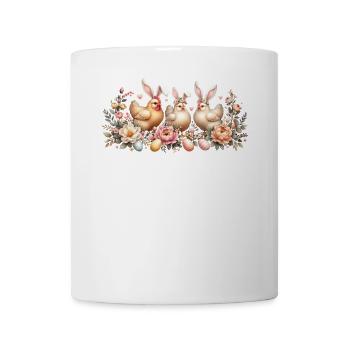 Poulets rétro de Pâques avec oreilles de lapin de Pâques - Mug blanc - blanc - Devant
