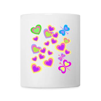 Kinder Sommer Retro Schmetterlinge Herzen Herz - Tasse - Weiß - Vorne
