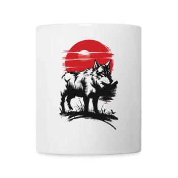 Mystischer Wolf bei Sonnenuntergang - Tasse - Weiß - Vorne