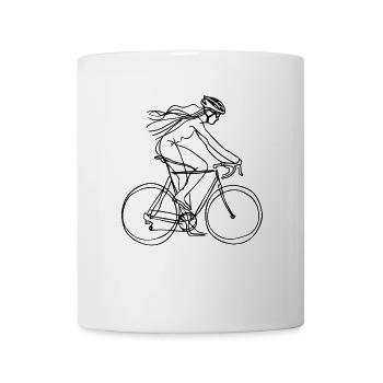 Cycling Girl Line Art - Mug - white - Front