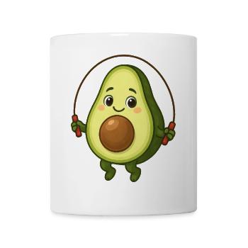Süße Avocado Cartoon Sport Skipping Seil - Tasse - Weiß - Vorne