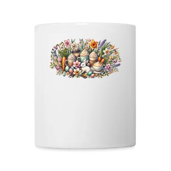 Amateurs de café de Pâques : Lapin de Pâques et défilé de fleurs - Mug blanc - blanc - Devant