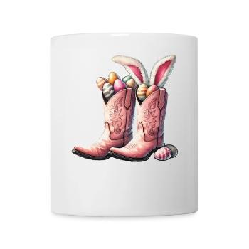Bottes de cow-boy de Pâques avec des oeufs rétro - Mug blanc - blanc - Devant