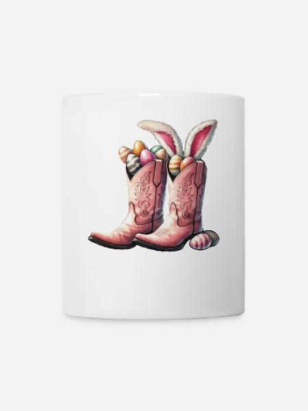 Ostern Cowboy Stiefel Mit Eiern Retro - Tasse - Weiß
