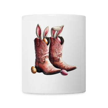 Ostern Cowboy Retro Stiefel Mit Hasenohren Vintage - Tasse - Weiß - Vorne