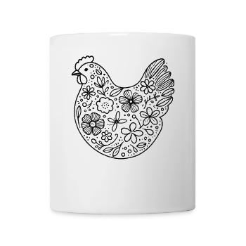 Pâques, Poulet Amateur, Floral, Cottagecore - Mug blanc - blanc - Devant