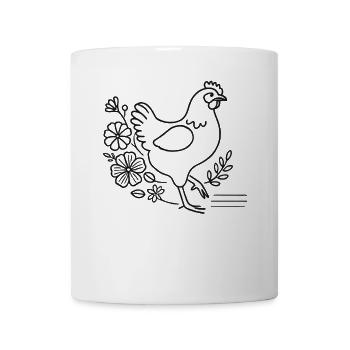 Pâques, Poulet Amateur, Floral, Cottagecore - Mug blanc - blanc - Devant