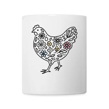 Easter Chicken with Flowers Vintage Chickens Design - Mug - white - Front