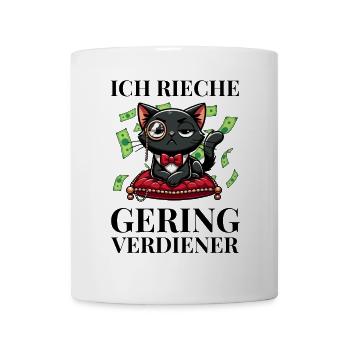 Ich rieche Geringverdiener Meme – Geldkatze Spruch - Tasse - Weiß - Vorne