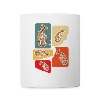 Kreatives Tenorhorn Design in Retro Farben - Tasse - Weiß - Vorne