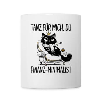 Tanz Finanz-Minimalist - Katzenkönig auf Thron - Tasse - Weiß - Vorne