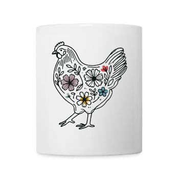 Poulet de Pâques avec des fleurs pour les amateurs de poulet - Mug blanc - blanc - Devant