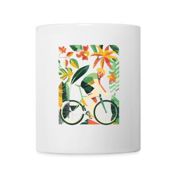 Fahrradfahrer Comic Look - Tasse - Weiß - Vorne