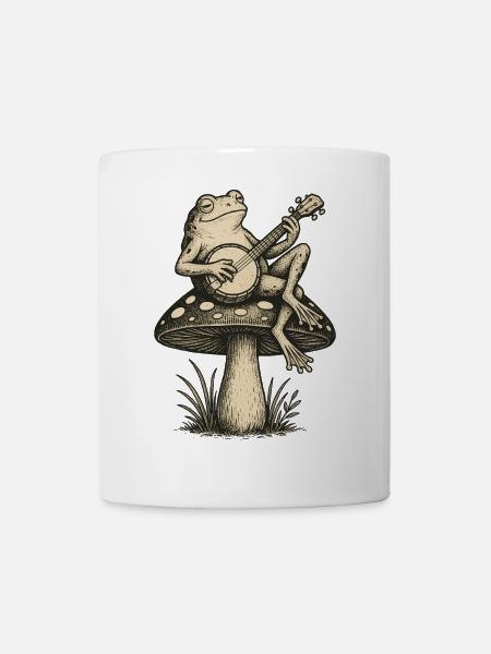 Banjo Frog auf Mushroom Vibes - Tasse - Weiß