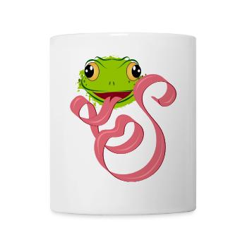 Frecher Frosch mit großer Zunge – Lustiges Design - Tasse - Weiß - Vorne