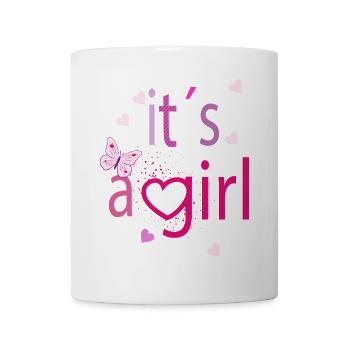 It’s a Girl – Fröhliche Typografie mit Herz - Tasse - Weiß - Vorne