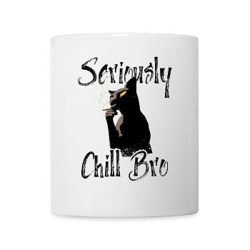 Seriously Chill Bro - Chat fumeur noir cool - Mug blanc - blanc - Devant