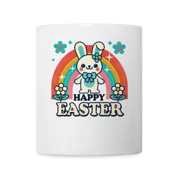 Ostern Bunter Retro Hase Happy Easter - Tasse - Weiß - Vorne