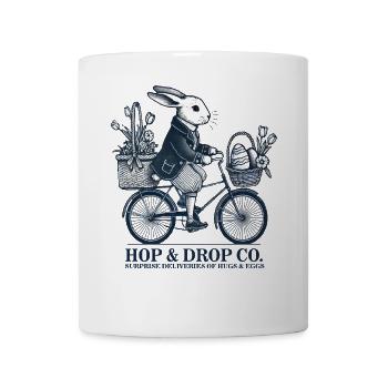 Ostern Retro Hase Überraschung Lieferungen Fahrrad - Tasse - Weiß - Vorne