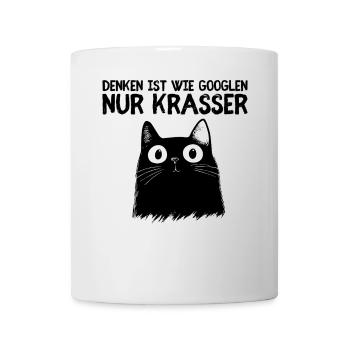 Denken ist wie Googeln - Süße schwarze Katze - Tasse - Weiß - Vorne