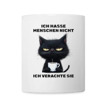 Ich hasse Menschen - Katze Kaffee Kaffeeliebhaber - Tasse - Weiß - Vorne