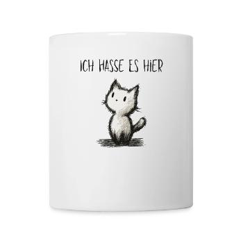Ich hasse es hier Süße weiße Katze Sarkasmus - Tasse - Weiß - Vorne