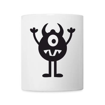 Mignon monstre heureux avec des cornes style dessin animé - Mug blanc - blanc - Devant