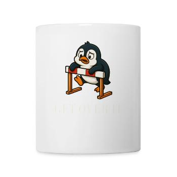 Cute Penguin Hurdler Saying Overcoming It - Mug - white - Front