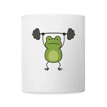 Lustiger Frosch mit Hantel Fitness Bodybuilding - Tasse - Weiß - Vorne