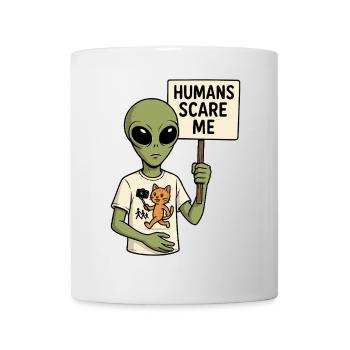 Alien Extraterrestre avec de l’humour - Les humains me font peur - Mug blanc - blanc - Devant
