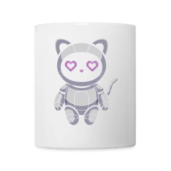 Cuddly cat robot with heart eyes - Mug - white - Front